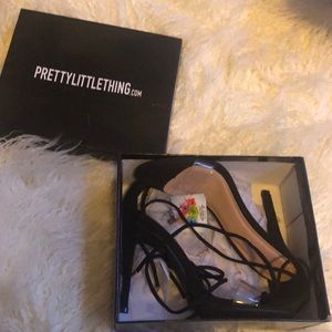 Clear Strap Ankle Tie Heels